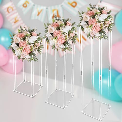 3 unidades soporte para flores columnas decoración boda taburete mesa presentación plantas estante boda flor jarrón para decoración de fiestas centros de mesa cumpleaños acrílico rectangular moderno