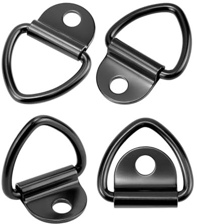Hugwish 4pcs Anneau arrimage INOX Charge 450 KG, Anneau d'arrimage Noir 85x62 mm, Anneau de Fixation en D pour Remorques Camion Voitures Bateaux Kayak
