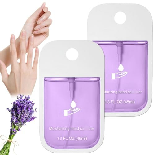 2PCS Mist Hydrating Hand Sanit-izer Spray for Adults,Cleanses Your Hands,Spray Hand Sanit-iser,Portable Travel Ha-nd Sanit-iser,Mini Ha-nd Sanit-iser Spr-ay,Natural Ha-nd Sanit-izer Spr-ay,Lavender