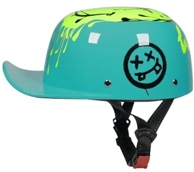 Adult Men Women Motorcycle Half Helmet Retro Baseball Style Moped Motorbike Helmet Cool Vintage Skull Cap Open Face Helmet DOT Approved for Bike Cruiser Chopper Street Scooter ATV(G,Large)