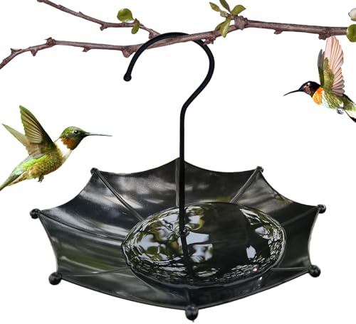 Zunishaone Mangeoires décoratives pour oiseaux - Plateau pour nourriture pour oiseaux | avec crochet design parasol et eau pour jardin, balcon, patio