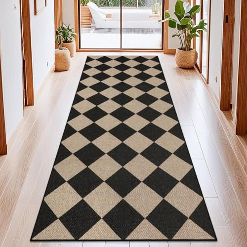 TUKDAK Vävmatta, löpare, hall, halkfri, 80 x 200 cm, tvättbar köksmatta, halllöpare modern, mattlöpare, kökslöpare, hallmatta, hallmatta för kök, entré, vardagsrum, korridor