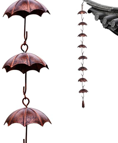 Fyrdyn Catena della Pioggia - Decorativo Raccoglitore Acqua da Giardino,Alternative Decorativa alle Grondaie | per Proprietari di Casa Ingresso Cortile Terrazzo Balcone Paesaggio Grondaie