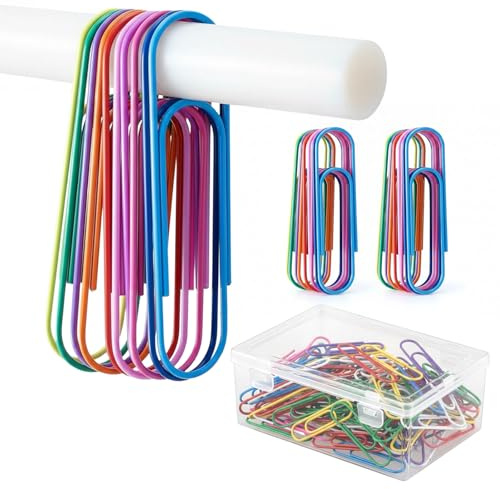 50 Pezzi Graffette Ufficio Colorate, 100 mm Graffette Grandi, Scatola Fermagli in Acciaio Plastificato formato, Clips da ufficio per scuola documenti di cancelleria Carta e Artigianato