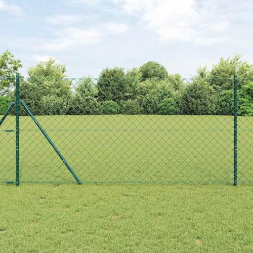 Recinzione a bastoncini, recinzione a catena con pali verde, 1 x 25 m, in acciaio, elementi di recinzione esterni per campeggio e stagno