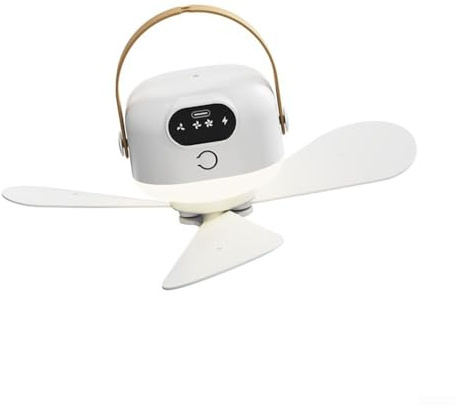 Dolvitrny USB Rechargeable Fan with Remote, Portable Camping Tent Ceiling Light, Foldable Cordless Hanging Fan for RV Indoor, for battery Operated Night Light,
