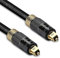 FosPower Câble Toslink mâle à mâle – Cable Optique Audio Toslink (S/PDIF) avec gaine en nylon gris & noir Connecteur Métallique Plaqué Or 24K – 90cm