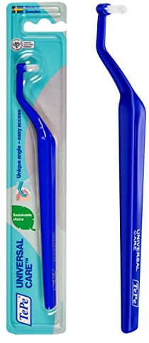 Brosse à dents TePe Universal Care, 1pc, facilite le nettoyage des zones difficiles d'accès, parfaite pour les implants dentaires et appareils orthodontiques.