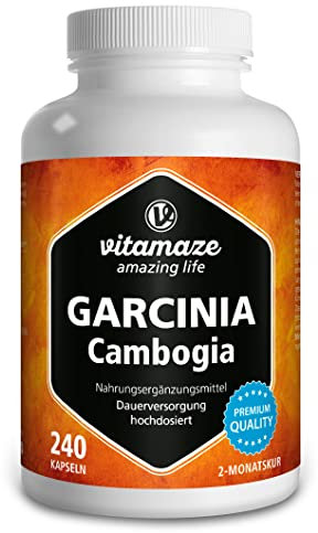 Garcinia Cambogia hochdosiert + Cholin für den Stoffwechsel, Garcinia Extrakt mit 60% HCA aus Malabar-Tamarine, 240 Kapseln für 2 Monate, Nahrungsergänzung ohne Zusätze, Made in Germany