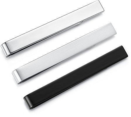 HONEY BEAR 3 Stück 5.4cm Herren Krawattennadel Set Krawattenklammer für Normale Krawatte Tie Clip (Glänzend+Gebürstetes Silber+Schwarz ohne Box)