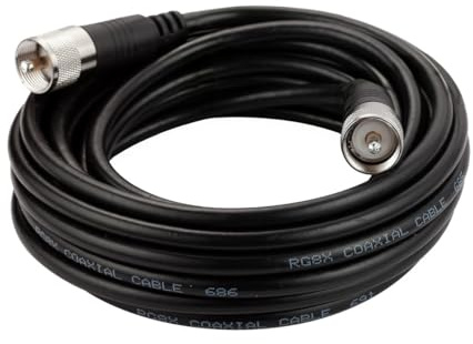 RFAdapter CB Coax Cable, 20ft RG8x Coaxial Cable UHF Male to Male Low Loss, 50 Ohm for HAM Radio Antenna