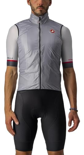 CASTELLI Men’s Aria Vest, Ultralight HIghly Packable Wind Protection for Commuting, Road Cycling and Biking - Silver Gray - X-Large
