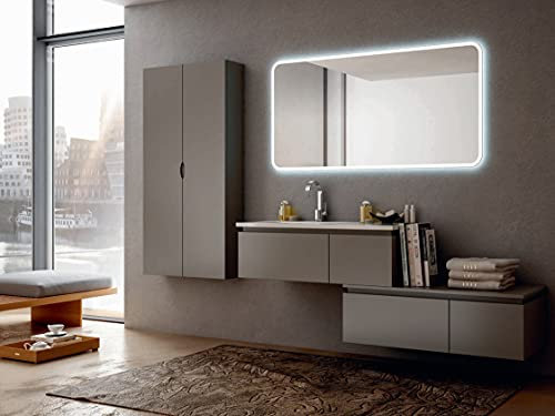 Hängeschrank Avril Taupe, 100 cm, Waschbecken, Kommode und Säulen