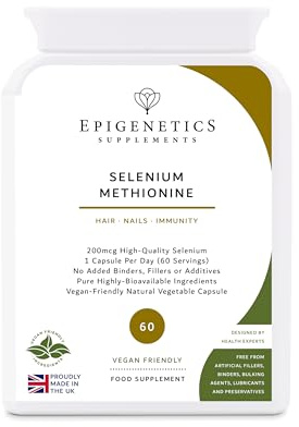 Selenium Methionine 200mcg | Bioavailable High Strength L-Selenomethionine | 60 Vegan Friendly Capsules UK Made | Long 2 Month Supply by Epigenetics Supplements