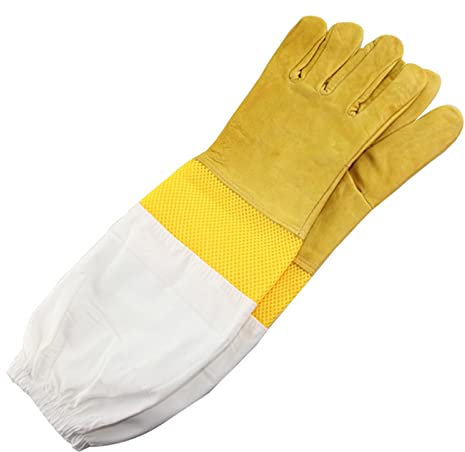 Fowybe 1 Paar Bienenzucht-Imkerhandschuhe | Imkerhandschuhe aus Leder,Strapazierfähige Lederhandschuhe mit elastischen Bündchen, weiche Imkerschutzhandschuhe, Imkereibedarf