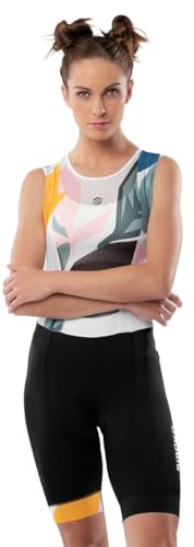 SIROKO - Fahrrad-Trägerhose für Damen BX Jungle - S - Schwarz/Weiß/Grün