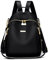 Damen Rucksack Klein, Diebstahlsicherer Taschen Handtasche Schultertasche, Mädchen Rucksackhandtaschen City Elegant Frauen Canvas Sicherheitsrucksack, Schwarz Damenrucksack mit Vielen Fächern