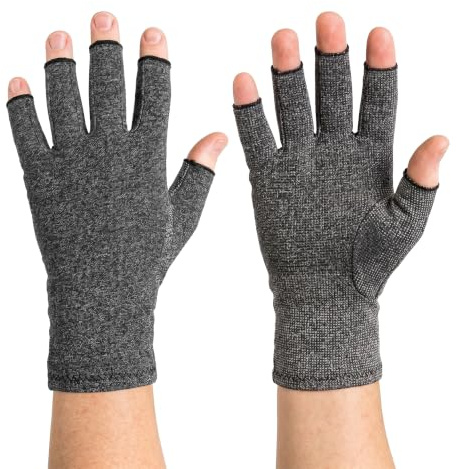 Thermoskin | Guanti traspiranti a compressione dinamica | Senza dita e testurizzati | Per rigidità e sollievo dal dolore | Uomini e donne | M