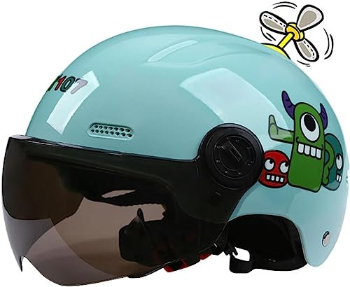 DOT/ECE-zugelassener Kinder-Halbhelm, Vespa-Cartoon-Mode-3/4-Motorradhelm mit offenem Gesicht, ATV-Straßen-Halbhelm, Retro-Vespa-Helme für Kleinkinder, für Jugendliche, Jungen und Mädchen C