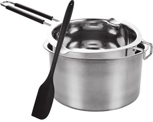 3 Pcs 1000 ML/35 Oz Double Boiler, 304 Staninless Steel Double Boiler Pot with 16cm Heating Pot & Silicone Scraper, Melting Pot Kit for Chocolate Cheese Candy Butter Candle Soap Melting
