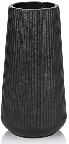 Matte Black Ceramic Vase, GUKJOB Small Cute Flower Vase for Pampas Grass, Home, Living Room, Dining Table, Farmhouse, Office Decor, Bedroom, Table, and Kitchen Shelf (Matte Black)