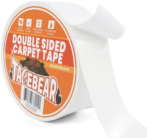 TAPEBEAR Nastro Biadesivo Per Tappeti 50mm x 18M, Extra Forte Biadesivo per Moquette, Senza Residui, Nastro Adesivo Per Tappeti, Pavimento In Legno