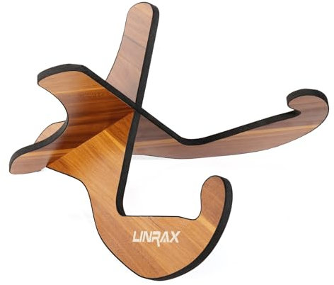 LINRAX GS1 Gitarrenständer, Universeller Bodenständer X-Rahmen, Gitarrenhalter mit Weichem Gummi, Holzständer für Akustikgitarre Klassische Gitarre E-Gitarre Bass Ukulele Mandoline, Gitarrenzubehör