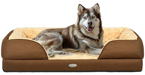 PawHut Dog Bed Calming Pet Bed Dog Mattress for Large Dogs - Brown