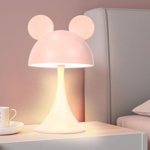 MARZIUS Wiederaufladbare Mausform LED Dimmbare Touch Schreibtischlampe Lesen Nachtlicht Niedliche Nachttischlampe (Rosa)
