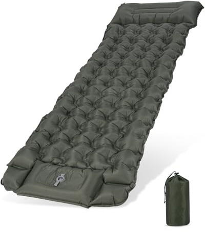 Zhufas Materassino autogonfiabile, 13 cm, materassino gonfiabile, con pompa a piedi, impermeabile, da campeggio, per escursioni, attività all'aperto, tenda, spiaggia