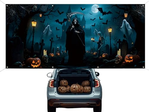 Générique Telone di Halloween per Porta Del Garage | Decorazione spaventosa per Porta Del Garage,Tela decorativa Esterna per Festa Giardino Parete