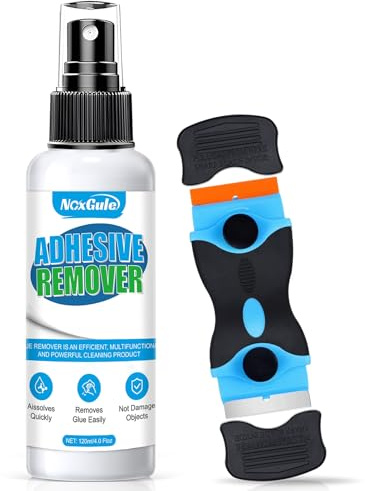 NoxGule Decolle Etiquette, Dissolvant Silicone, Anti Adhesif, Dissolvant Colle, élimine les Résidus d'adhésif des Surfaces en Verre et en Métal Sans Laisser de Traces, 120ml