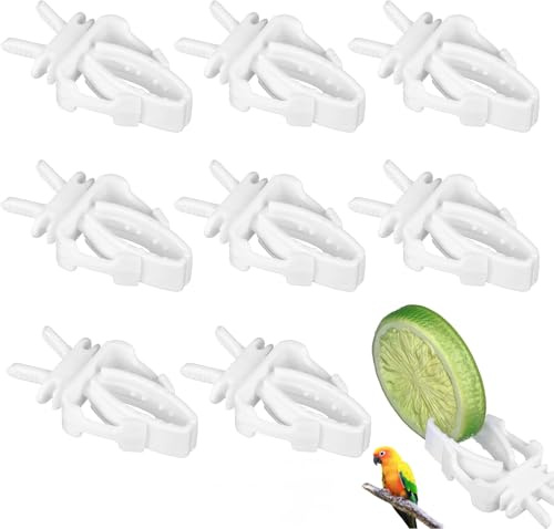 Zhenghebuy Bird Cage Feeders,8 PCS Bird Cage Food Holder Clips for Parrot Fruit Vegetable Feeder, Cuttlefish Holder for Parrot Fruit Vegetable Snacks and Small Animals