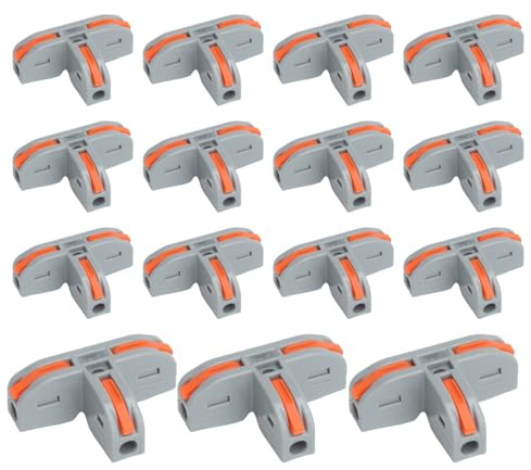 LOLANIUT - conectores electricos rapidos T impermeables de 3 puertos para cables eléctricos de 0,5 a 4 mm² (15 unidades) con pinza amperimétrica de 32 A y 250 V, empalmes cables electricos