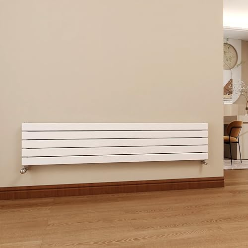 SKY BATHROOM Designer Radiator Horizontal 340x1600mm White Flat Double Panel Central Heating Radiator