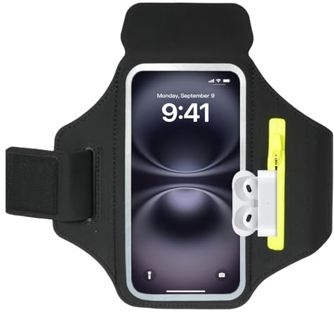 Brazalete Móvil Running con Bolsillo Cremallera, Porta Móvil Running Ajustable para iPhone 16 15 14 13, Samsung S25 S24, Funda Móvil para Correr Antideslizante Correr Reflectante, hasta 6,9