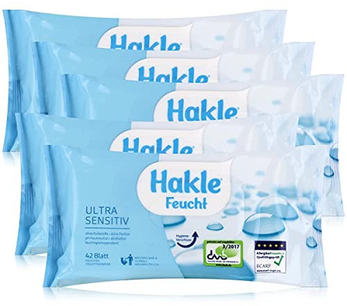 Hakle Feucht Ultra Sensitiv 42 Blatt Feuchtes Toilettenpapier Nachfüller (5er Pack)