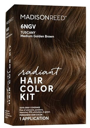 Madison Reed Radiant Hair Color Kit - 6NGV Medium Golden Brown (Tuscany Brown), Dimensional Gray Hair Blending Permanent Hair Dye, PPD-Free & Ammonia-Free, 1 Pack