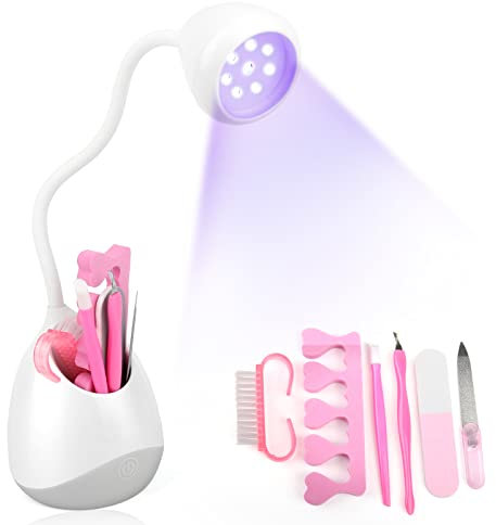 LIONVISON Lampe à Ongles UV, 36W Séchoir à Ongles Séchage Rapide pour Vernis à Ongles, Rotation à 360° Portable LED Gel Lampe à Ongles Cure Light avec Stockage d'Accessoires pour Ongles à la Manucure