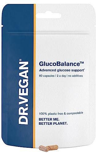 GlucoBalance | Advanced Glucose Blood Sugar Support | Includes Chromium 200 µg, Apple Cider Vinegar 250g, Cinnamon 750g | 60 Vegan Capsules | Two-A-Day | DR.VEGAN