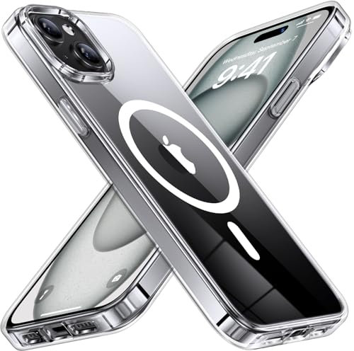 Uyiton Hülle für iPhone 15,Case für iPhone 15 Handyhülle Schutzhülle, Anti-Vergilbung,Stoßfest Kratzfest,Ultradünn,Kompatibel mit Magnetisch - Transparent