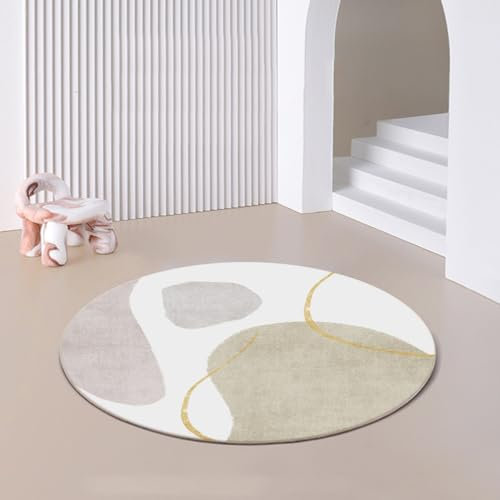 Nyescasa Runder Teppich Streifen Geometrie Teppich Modern Kurzflor Teppich Wohnzimmer Rund 80cm Flauschig Abstrakt Design Teppich für Schlafzimmer Wohnzimmer Esszimmer Innen Dekorative Kinderzimmer