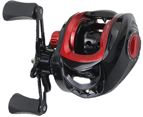 Dpofirs Carrete de Pesca Baitcasting, Carrete de Pesca Redondo, Carrete de Pesca con Relación de Engranaje 7.2:1, Fuerza de Frenado de 8 Kg, Carrete de Pesca Baitcaster, Diseño de (Mano