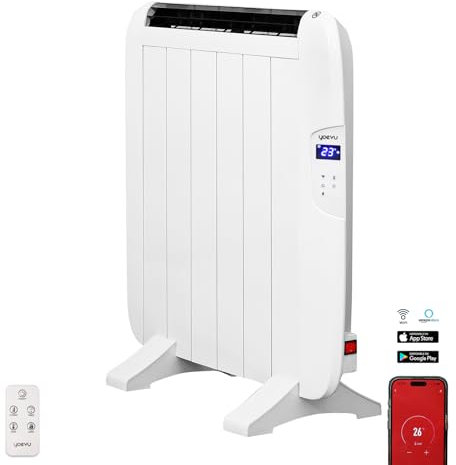 YOEVU - Emisor Térmico Inteligente 900W de Aluminio | Control por Alexa y App Móvil | Eficiencia Energética y Calor Uniforme | Ideal para Dormitorios o Estudios | Blanco