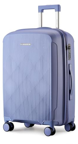 Aerostar 24” Medium Lightweight PP Hard Suitcase 4 Silent Spinner Wheels Check-in Luggage Integrated TSA Combination Lock for 15 to 20kg (Lilac, 75 Litre)