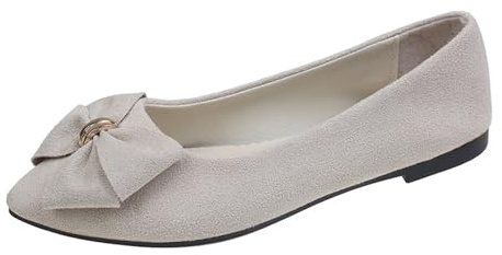 Bailarinas Mujer Original Primavera y Verano Zapatos Planos para Mujer sin Cordones Zapatos con Suela de Goma Zapatos Suave Senderismo Mocasines Planos para Caminar, beige, 42 EU