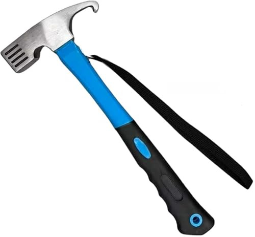 TMV24 Martillo para tienda de campaña con extractor de piquetas, martillo de camping con correa de mano, práctico martillo robusto para acampar y sacar piquetas, ideal para tiendas de campaña, suelos