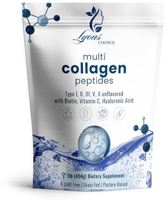 Premium Multi Collagen Peptides Powder – Hydrolysed Type I, II, III, V, X | Unflavoured, High Absorption | Supports Skin, Hair, Nails, Joints & Gut Health | Keto, Paleo, Non-GMO (454g / 1 lb.)