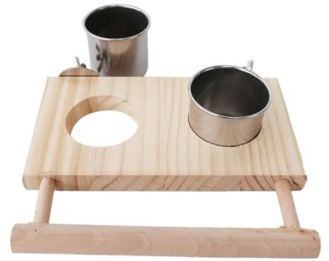 Patifirst Percha para Loros | Percha para Aves Juguetes para Cacatúas | Estación de Madera con s para Alimentación - para Periquitos Cacatúas Ninfas Agapornis Y Pequeñas Medianas Aves