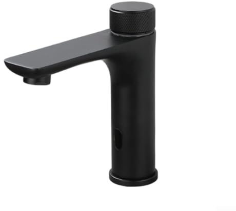 Grifo con sensor infrarrojo, grifo de baño sin contacto con cuerpo de acero inoxidable 304 para agua fría y caliente, lavado automático de manos, grifo mezclador para fregadero con ajustable (negro)